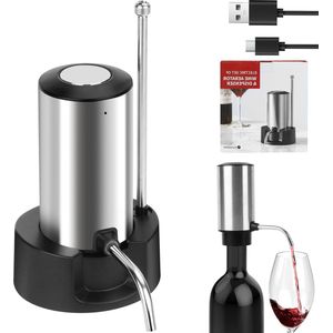 Red Wine Electric Carafe Stainless Steel Wine Dispenser - USB Charging - Stainless Steel Pipe Storage Base