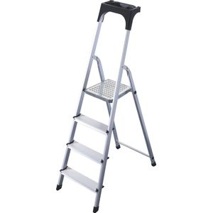 Rijoka - Huishoudtrap - Aluminium - 4 Treden - Zwart - Anti-slip Treden
