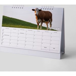 Huurdies - Koeien Kalender - Jaarkalender 2025 - 20x15cm - 300G ecopapier - Dubbelzijdig - Spiraalgebonden
