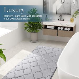 Memory Foam Badkamermat, antislip, zachte badmat, absorberend, wasbaar, onderhoudsarm, 40 x 60 cm, grijs