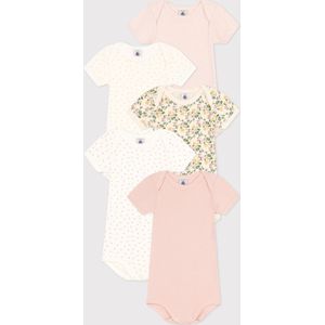 Petit Bateau Set van 5 body's met korte mouwen en bloemenprint in katoen Unisex Rompertje - Meerkleurig - Maat 80