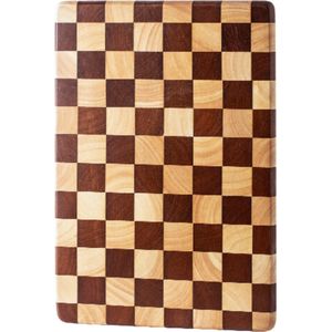 House of Husk Houten Snijplank Groot - Serveerplank - Dienblad - Rubberhout - Schaakbord Design - 41 x 28 Centimeter
