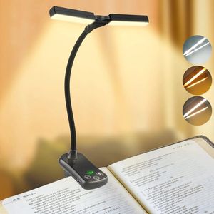 Leeslamp met 14 LED's en 2 Koppen - USB Oplaadbare Boekenklemmel met 3 Lichtstanden en Traploze Dimming