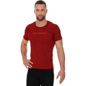 Brubeck Heren Sportkleding - 3D PRO Hardloopshirt / Sportshirt - Naadloos - Donkerrood-L