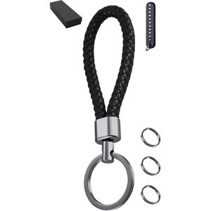 Luxe Leren & Metaal Sleutelhanger voor Volwassenen - Auto Sleutelhouder - Keychain Sleutelringen - Sleutel Hanger voor Vrouwen, Mannen, Dames - Autosleutel - Auto Accessoires Cadeau/Geschenk Verpakking