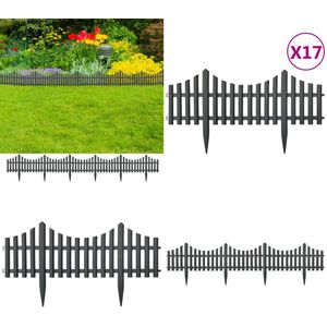 vidaXL Gazonranden 17 st 10 m PP antracietkleurig - Tuinrand - Tuinranden - Gazonrand - Gazonranden