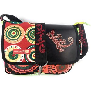Katoenen tas en leren kussens met kleurrijke prints, handtassen voor dames in Indiase etnische stijl (zwart)