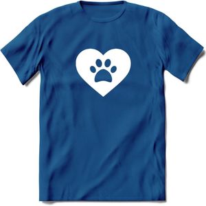 Cat Love Paw - Katten T-Shirt Kleding Cadeau | Dames - Heren - Unisex | Kat / Dieren shirt | Grappig Verjaardag kado | Tshirt Met Print | - Donker Blauw - 3XL