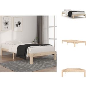 vidaXL Houten Bedframe - Moderne Slaapkamer - Eenpersoonsbed 100x200 - Massief Grenenhout - Bed