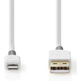 Nedis Lightning Kabel - USB 2.0 - Apple Lightning 8-Pins - USB-A Male - 480 Mbps - Verguld - 2.00 m - Rond - PVC - Grijs / Wit - Doos