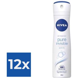 Nivea Deodorant Pure Invisible - 150 ml - Voordeelverpakking 12 stuks