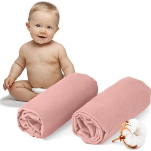 Set van 2 Ademend Hoeslakens voor Babybed, 100% Katoen, Oeko-Tex Gecertificeerd, 150 g/m² - Roze