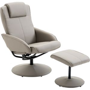 Relaxstoel met voetenbankje - Stoelen - Relax fauteuil - Stoel - Draaifauteuil - Draaistoel - Grijs - L78 × B71 × H101 cm