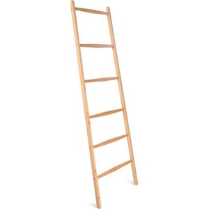 Navaris multifunctionele bamboe handdoeken ladder - 6 treden voor baddoeken, kleding, beddengoed - Voor slaapkamer, badkamer - Handdoek standaard