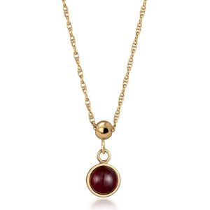 Elli PREMIUM Dames Halsketting met Steen Dames Hanger Schakelketting Granaat Cabochon Geslepen Rood 925 Sterling Zilver Verguld Guld 45 cm