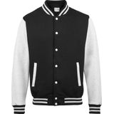 AWDis Varsity jacket, Jet Black/Heather Grey, Maat XXL