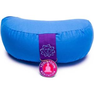 Meditatiekussen Halve Maan Chakra 5 - Blauw - Boekweit/Katoen - meditatiekussen, bolster yoga, meditatiekussens, yogamat, meditatie kussen halve maan, meditatie kussen, meditatiekussen rond