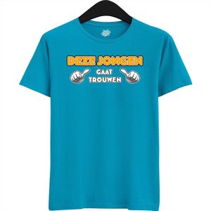 Deze Jongen Gaat Trouwen | Vrijgezellenfeest Cadeau Man - Groom To Be Bachelor Party - Grappig Bruiloft En Bruidegom Shirt - T-Shirt - Unisex - Aqua - Maat L