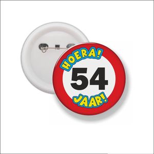 Button Met Speld 58 MM - Hoera 54 Jaar