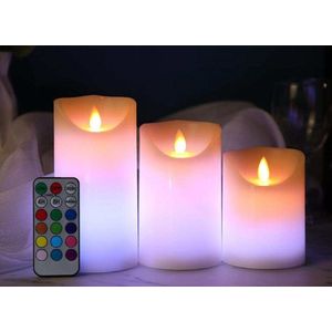 Go4pro - LED Kaarsen met Afstandsbediening - 9 kleuren + Timer - Led Kaarsen met Bewegende Vlam - Kaarsen op Batterijen - Veilig & Duurzaam - Realistische Kaarsen - Kerstverlichting - Wax - Kerstcadeau