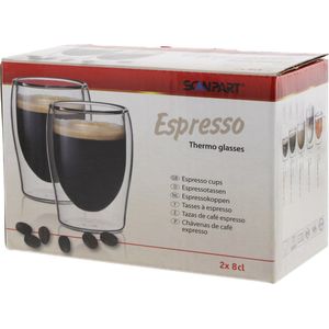 Scanpart dubbelwandige koffieglazen 80 ml - Espresso - espressoglas dubbelwandig - 2 stuks