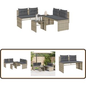 vidaXL Loungeset - 4-delig - Poly Rattan - Lichtgrijs Loungeset - Tuinset - Buitendecoratie - Lounge Bank - Tuinbank