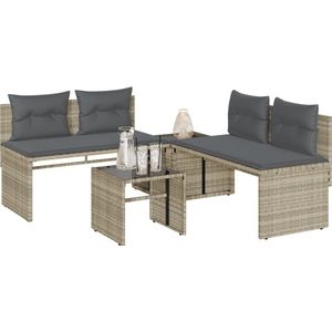 vidaXL Loungeset - 4-delig - Poly Rattan - Lichtgrijs