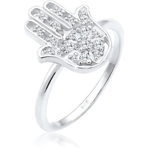 Elli Dames Ring Dames Hamsa Hand Boho met zirkonia-kristallen in 925 Sterling Zilver