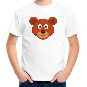Cartoon beer t-shirt wit voor jongens en meisjes - Kinderkleding / dieren t-shirts kinderen 158/164
