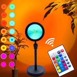 Sunset Lamp - Set van 5 - Projector lamp - 16 Kleuren - TikTok Lamp - Sfeerverlichting - Zonsondergang Lamp - LED LAMP - Kerst cadeau - Kamer Decoratie - Cadeau voor haar & hem- Geschikt voor Feesten - Verjaardag cadeau - Geslaagd cadeau