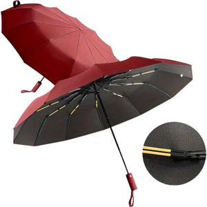 Bovista Moderne Golf Paraplu - Stormparaplu - Opvouwbaar - Windproof - Stormproef - UV Bescherming - Umbrella - Draagbaar - Bordeauxrood