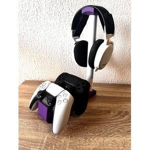 Universele dubbele controller en headset bureaustandaard - Gaming stand - Paars/Wit