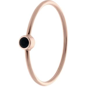 Lucardi Dames 14K rosegouden ring met zwarte spinel edelsteen - Ring - Cadeau - Moederdag - 14 Karaat Goud - Roségoud