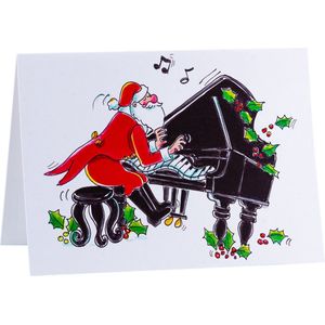 Kerstkaart Kerstman pianist