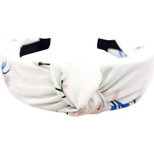 Haarband Diadeem Knoop Bloemen Print Wit