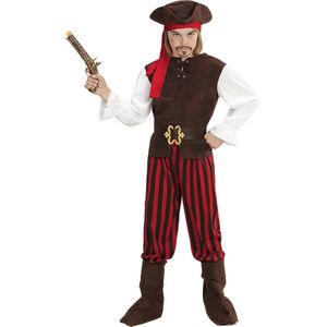Widmann - Piraat & Viking Kostuum - Caribische Piratenjongen Carlos Kostuum - Rood, Bruin - Maat 128 - Carnavalskleding - Verkleedkleding