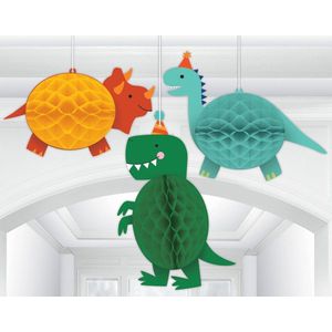 Hangdecoratie honeycomb Dino-Mite | 3 stuks