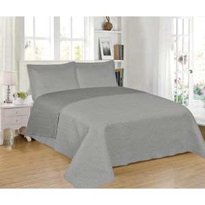 Goodivery ® Sprei 100% microvezel 230x260cm Extra zacht met 2 kussenslopen, bedsprei voor tweepersoonsbed 120/130, lente- en zomerdeken, dekbed, bedovertrek - grijs