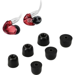 kwmobile 6x cover voor oordopjes - geschikt voor Shure AONIC 215 / SE215 / SE846 / SE535 / SE112 - Van memory foam in zwart - Maat S, M en L