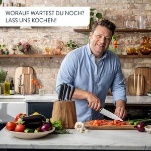 Jamie Oliver by Tefal K26701 koksmes 20 cm | hoge snijprestaties | onmiskenbaar design | duurzame en duurzame messen | roestvrij staal/zwart