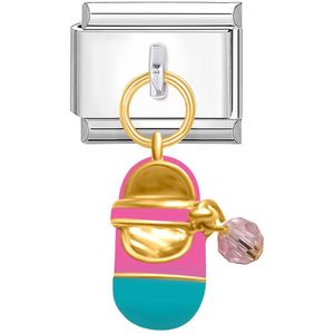 Quiges - Schakel - Bedel - 9mm - charms - Kleurrijk - Schoenen hanger - Geschikt voor - Nomination- armband - Schakelarmband - italy bedels armband