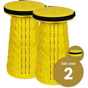 Alora opvouwbare kruk extra strong vol geel per 2 - telescopische kruk - 250 kg - inklapbare kruk - draagbaar - kampeerstoel - opstapkrukje