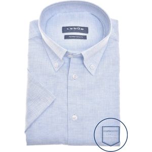 Ledub modern fit overhemd - korte mouw - structuur - lichtblauw - Strijkvriendelijk - Boordmaat: 40