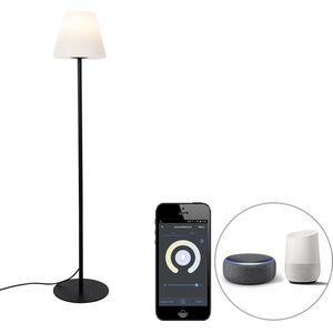 QAZQA virginia fl - Moderne LED Smart Vloerlamp | Staande Lamp incl. wifi - 1 lichts - H 150 cm - Zwart - Buitenverlichting