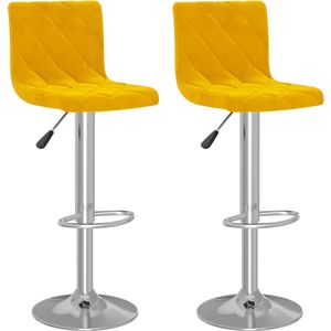 vidaXL - Barkrukken - 2 - st - fluweel - mosterdgeel