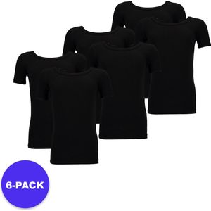 Apollo (Sports) - Bamboe Jongens T-Shirt - Zwart - Ronde Hals - Maat 146/152 - 6-Pack - Voordeelpakket