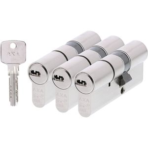 AXA Dubbele Veiligheidscilinder (Comfort Security) 3 stuks gelijksluitend: 30-45 mm, incl. 9 sleutels. SKG**