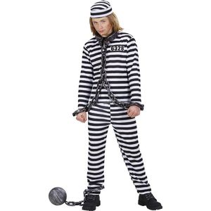 WIDMANN - Zwart en wit gevangene kostuum voor kinderen - 158 (11-13 jaar)