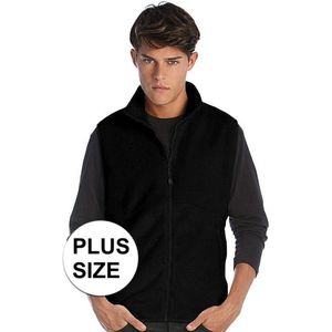 Grote maten fleece casual bodywarmer zwart voor heren - Plus size outdoorkleding wandelen/zeilen - Mouwloze vesten 4XL