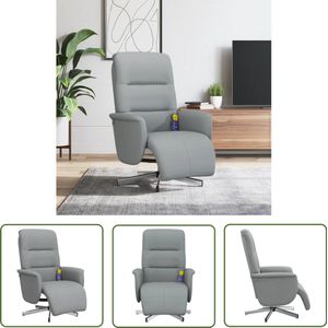 The Living Store Massagestoel verstelbaar met voetensteun stof lichtgrijs - Massagestoel - Ergonomische Stoel - Relaxstoel - Lounge Stoel - Elektrische Massage